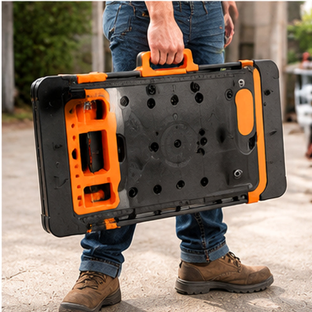 Multifunctional Folding Workbench with Adjustable Height, Built-In Tool Storage, Clamps & Portable Design