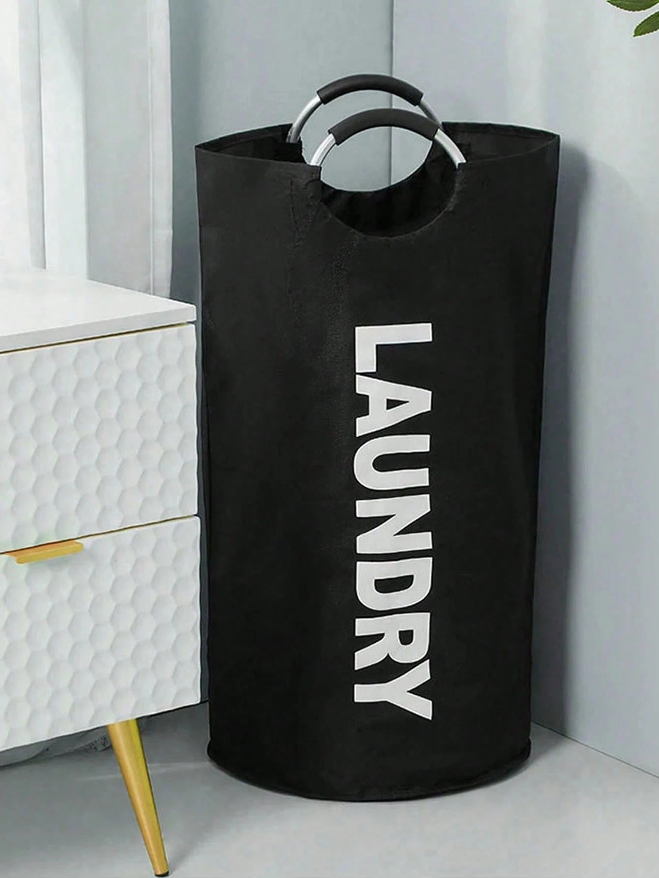 Extra Large High Quality Laundry Basket With Soft Padded Handles - Fabric Laundry Hamper, Foldable Round Basket, Suitable For Various Room Types, Casual Style Clothes Storage Box, Laundry Accessories, Laundry Basket, Space Saving