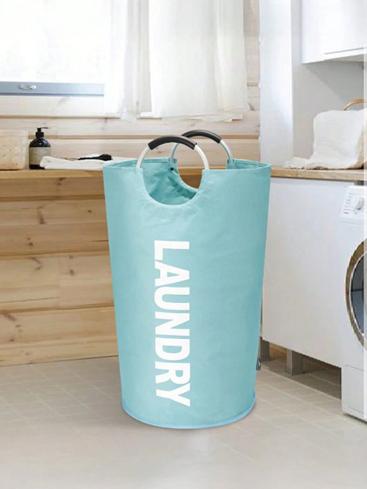Extra Large High Quality Laundry Basket With Soft Padded Handles - Fabric Laundry Hamper, Foldable Round Basket, Suitable For Various Room Types, Casual Style Clothes Storage Box, Laundry Accessories, Laundry Basket, Space Saving