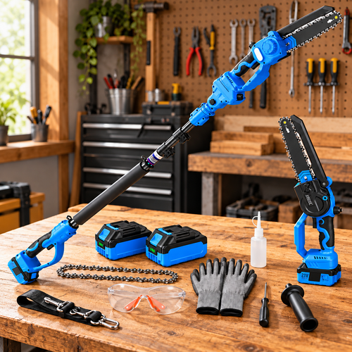 21V Cordless Pole Saw, 8.2FT Extendable with 2×4.0Ah Batteries, Auto Oiler Tree Trimmer